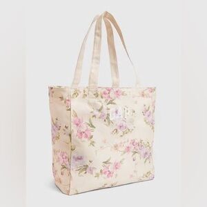 Gap × LoveShackFancy Floral Tote cream pink purple OS